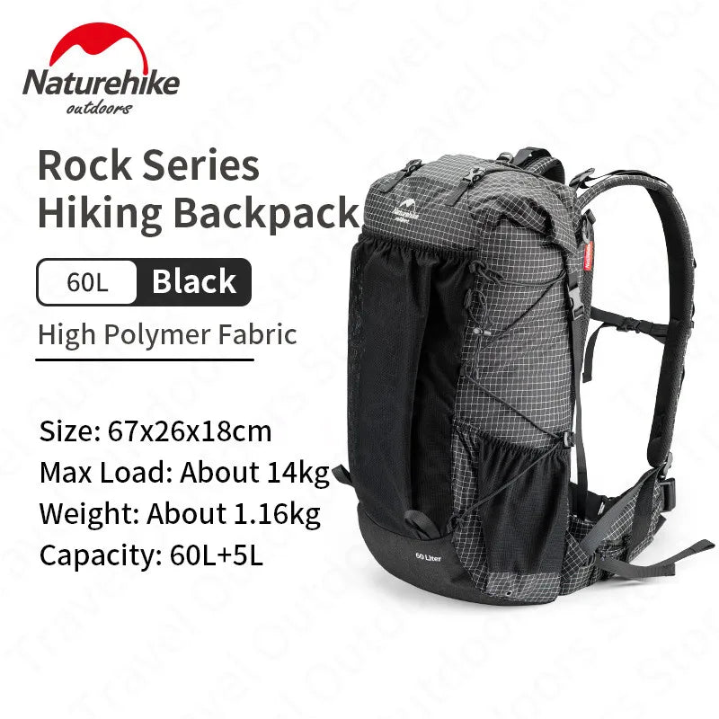 Naturehike Ultralight Backpack 60+5L/40L With Frame Waterproof Travel Bag Large Capacity Camping Outdoor Hiking With Rain Cover