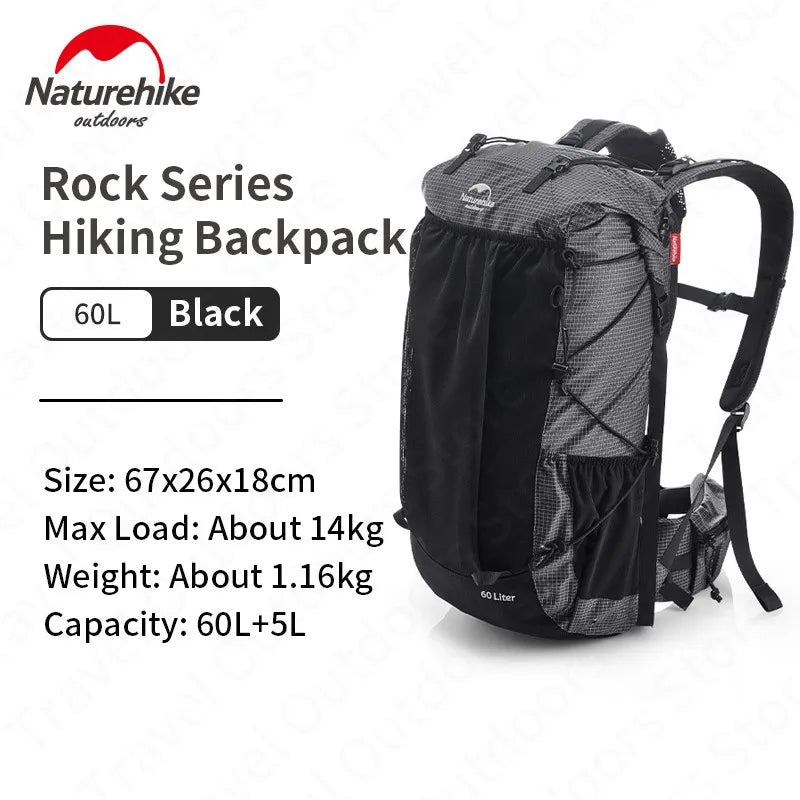 Naturehike Ultralight Backpack 60+5L/40L With Frame Waterproof Travel Bag Large Capacity Camping Outdoor Hiking With Rain Cover